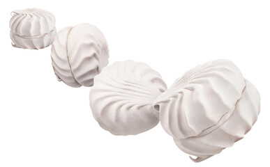 Obraz premium Flying delicious zephyr marshmallows, cut out