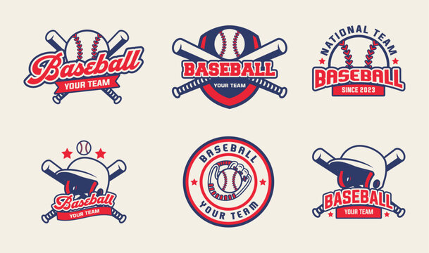 Baseball logo vector bundle. Baseball logo set. Baseball badge logo design template. Sport team identity icon, vector illustration