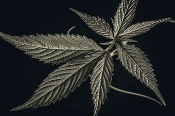 Illustration of cannabis leaf - hemp plant. Generative AI