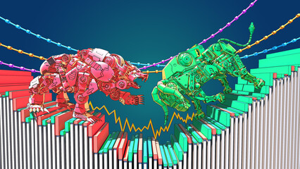 Investment finance chart concept, Mobile Investing Apps Stocks Crypto Trading, 3d rendering