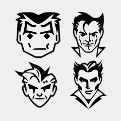 set of vampires isolated on white