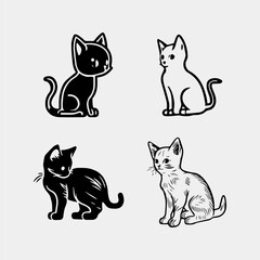 set of cute little cats isolated