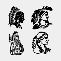 Native american indian face for logo or amblem vector illustration