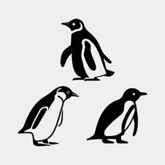 penguin silhouette vector illustration isolated on white