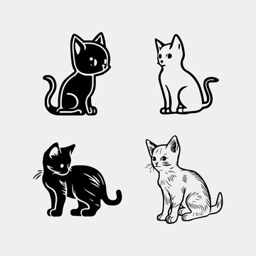 set of cute little cats isolated