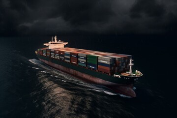 Shipping and transportation of goods around the world by cargo ships. Generative AI