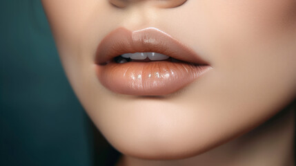 Fototapeta premium Beautiful young woman's lips closeup. Generative AI