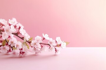 Fototapeta na wymiar a pink background with a branch of cherry blossoms on it and a pink background with a pink background and a pink background with a pink background. generative ai