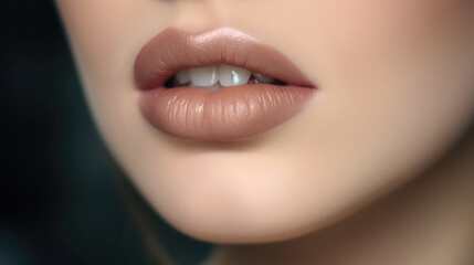 Fototapeta premium Beautiful young woman's lips closeup. Generative AI