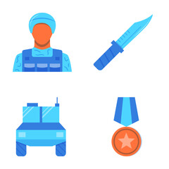 War and military icon set in flat and line style