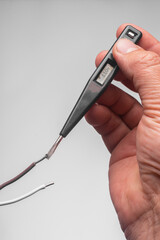 Determination of polarity in an electrical circuit using a manual indicator.