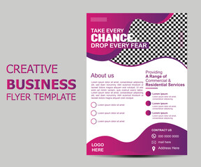  Business flyer design template for poster flyer. Graphic design layout with graphic elements and space for photo background 