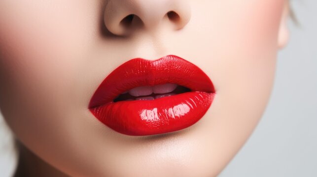 Beautiful young woman's lips closeup. Generative AI