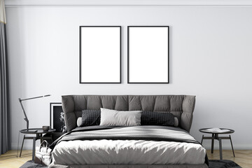 Mock up interior of a bedroom, 3d rendering