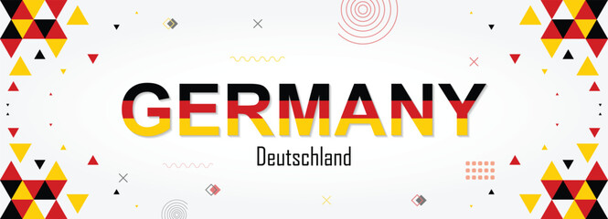 Germany nation unity day banner abstract background, flag colors combination, suitable for national celebrations and festivals, red, black and yellow color geometric design with shapes - obrazy, fototapety, plakaty