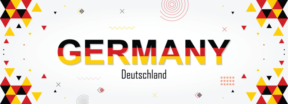 Germany nation unity day banner abstract background, flag colors combination, suitable for national celebrations and festivals, red, black and yellow color geometric design with shapes
