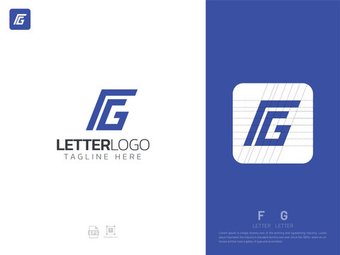 Letter FG monogram initial logo, geometric, modern, gradient, grid logo
