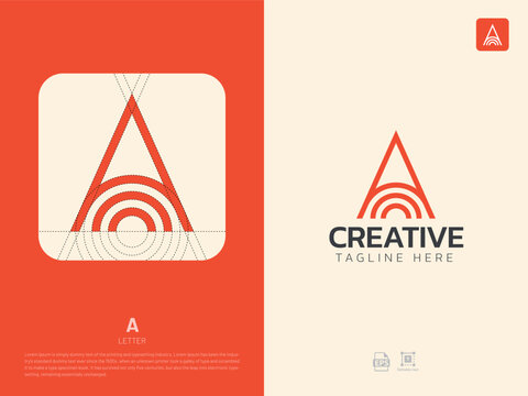 Letter A monogram initial logo, geometric, modern, gradient, grid logo