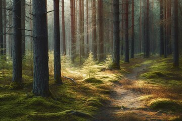 Fototapeta premium pine forest- Ai