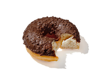 Chocolate donut on white background