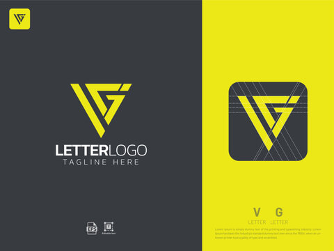 Letter VG monogram initial logo, geometric, modern, gradient, grid logo