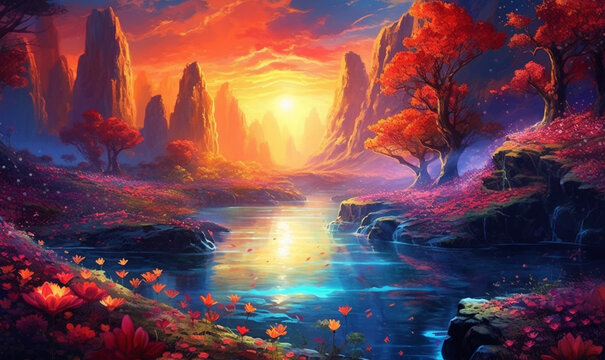 Fantasy-M&auml;rchenlandschaft. generative KI
