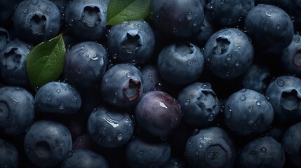 Top view background close up view all full of blueberries. Generative AI