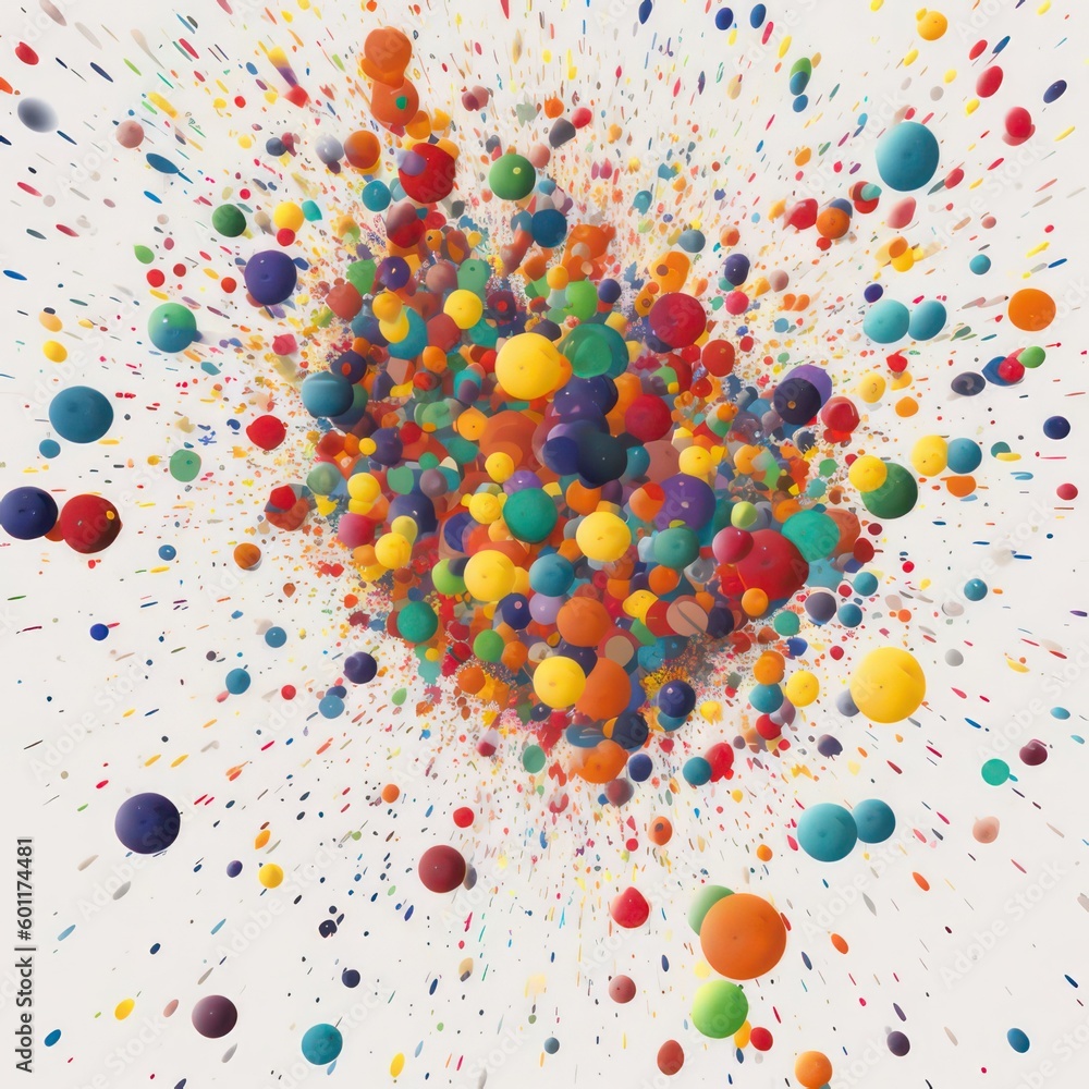 Aufkleber background with colorful paint dots in explosive style created with generative ai