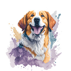 Fototapeta Happy Dog Clipart Digital in watercolor style, transparent background, PNG, (Generative AI)

 obraz