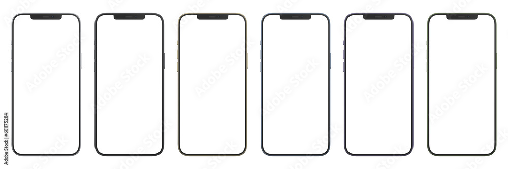 Aufkleber smartphones with a transparent screens in a wide range of colors. realistic rendering.