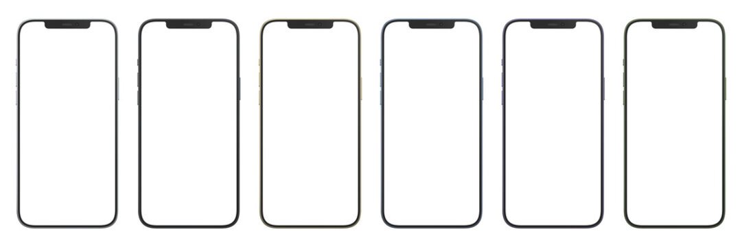 Smartphones with a transparent screens in a wide range of colors.