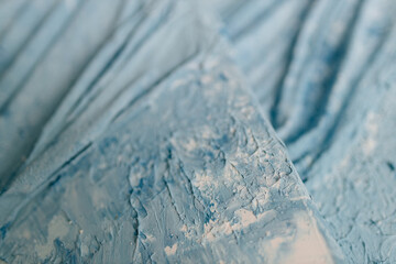 Painting in blue and white modern art. Abstract painting. Gypsum texture. Plaster in the form of...