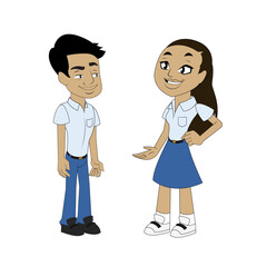 Aisan school kids in uniform 