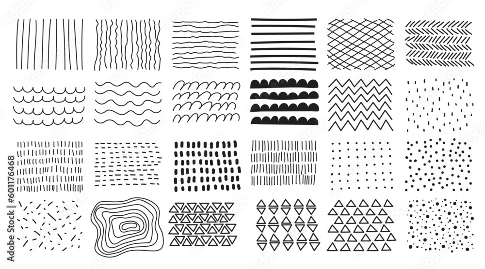 Poster hand draw texture pattern set. abstract vector background in simple