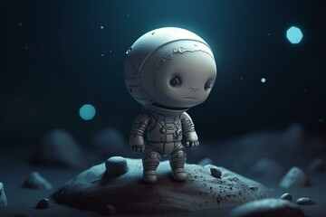 Adorable illustrated lunar figure. Generative AI