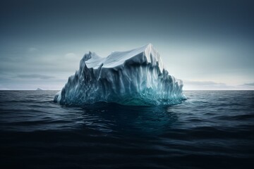 Fototapeta na wymiar A drawing of iceberg floating in the ocean. Generative AI