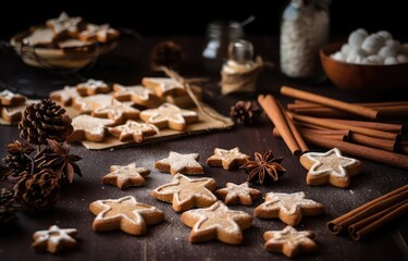 Christmas cookies and sweets and holiday baking concept.  