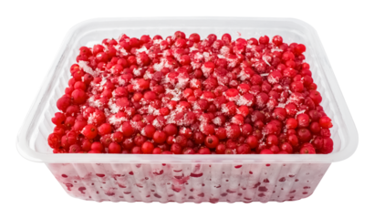 Container of frozen berries, red currant. isolated object. Element for design