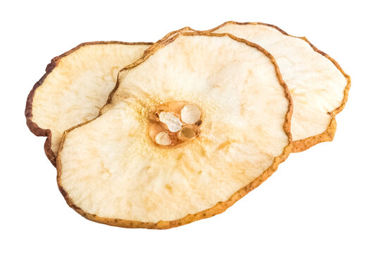 Delicious dried apples on a white plate. Isolated object on a transparent background. Element for design