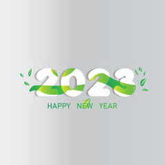 Free vector happy new year greeting card and grey background with a place for 2023
