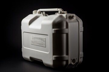 White isolated plastic fuel container for gasoline. Generative AI