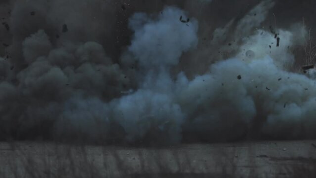 Bomb Explosion. Artillery bombardment. War in Ukraine