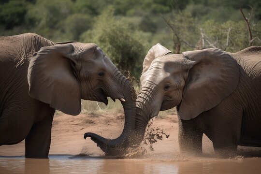 image, elephant playing, ai generative