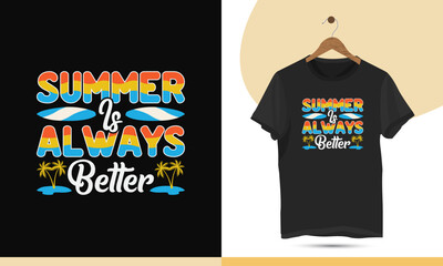 Vintage Retro-style Summer Typography T-shirt Design Template. Design quote - Summer is always better.