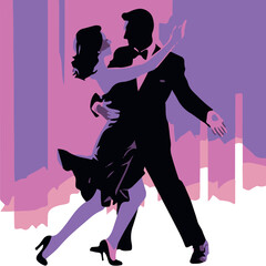 vector image couple dancing tango