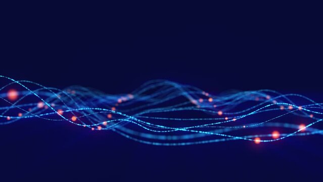 4K Digital Cyberspace with Particles and Digital Data Network Connections
