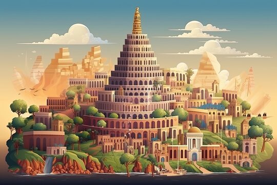 Ancient Babylon with Babel tower
