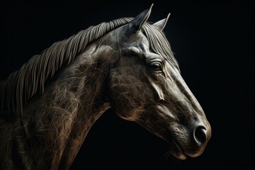 Fototapeta na wymiar An etched depiction of a horse. Generative AI