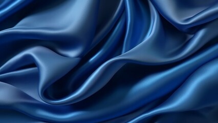 Abstract dark blue background. Silk satin. Navy blue color. Elegant background with space for design. Soft wavy folds.