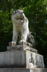 新緑の鞍馬寺　仁王門の狛犬　京都市左京区鞍馬本町